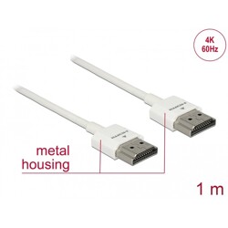 Przewód High Speed HDMI Ethernet - HDMI-A męskie do HDMI-A  4K dł. 1m Slim Delock 85122