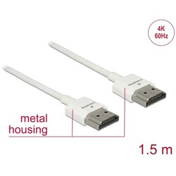 Przewód High Speed HDMI Ethernet - HDMI-A męskie do HDMI-A  4K dł. 1,5m Slim Delock 85126