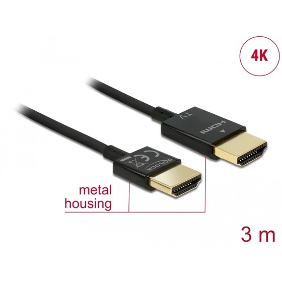 Przewód aktywny High Speed HDMI HDMI A-A 3D Slim Premium 3m Delock 84774