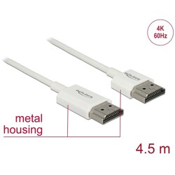 Przewód High Speed HDMI Ethernet - HDMI-A męskie do HDMI-A  4K dł. 4,5m aktywny Slim Delock 85139