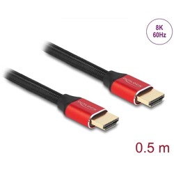 Ultra szybki przewód HDMI 48Gbps 8K 60Hz czerwony 0,5m certyfikat Delock 85772