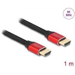Ultra szybki przewód HDMI 48Gbps 8K 60Hz czerwony 1m certyfikat Delock 85773