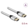 Ultra szybki przewód HDMI 48Gbps 8K 60Hz srebrny 0,5m certyfikat Delock 85365