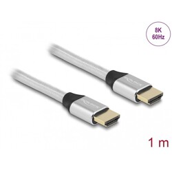 Ultra szybki przewód HDMI 48Gbps 8K 60Hz srebrny 1m certyfikat Delock 85366