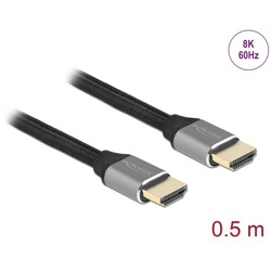 Ultra szybki przewód HDMI 48Gbps 8K 60Hz szary 0,5m certyfikat Delock 83994