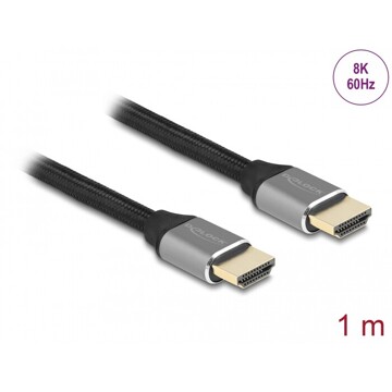 Ultra szybki przewód HDMI 48Gbps 8K 60Hz szary 1m certyfikat Delock 83995