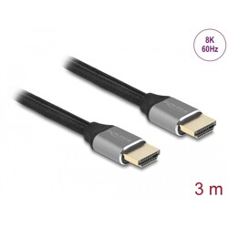 Ultra szybki przewód HDMI 48Gbps 8K 60Hz szary 3m certyfikat Delock 83997