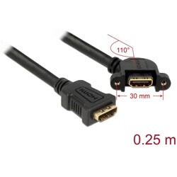 Przewód HDMI-A gniazdo do HDMI-A gniazdo dom do zabudowy 110° 0,25m Delock 85101