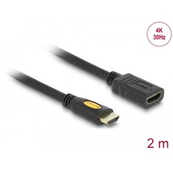 Przedłużacz HDMI-A wtyk-gniazdo High Speed Ethernet 4K 30Hz 2m czarny Delock 83080