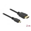 Przewód HDMI-A-micro D St/St High Speed HDMI Ethernet 2m Delock 82664