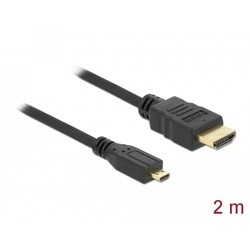 Przewód HDMI-A-micro D St/St High Speed HDMI Ethernet 2m Delock 82664