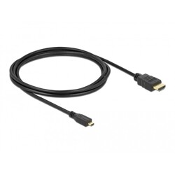 Przewód HDMI-A-micro D St/St High Speed HDMI Ethernet 2m Delock 82664