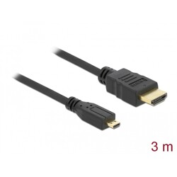 Przewód HDMI-A-micro D St/St High Speed HDMI Ethernet 3m Delock 82663