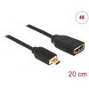 Przewód HDMI Micro D wtyk do HDMI-A gniazdo High Speed Ethernet 3D 4K 20cm Premium Slim Delock 65687