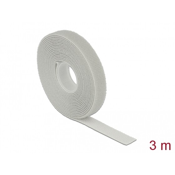 Taśma rzepowa na rolce 3 m x 13 mm kolor szary Delock 18275