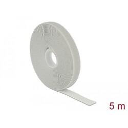Taśma rzepowa na rolce 5 m x 13 mm kolor szary Delock 18276