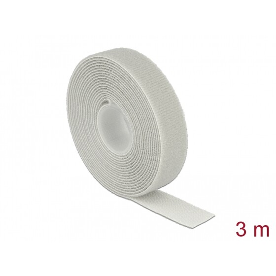 Taśma rzepowa na rolce 3 m x 20 mm kolor szary Delock 18279