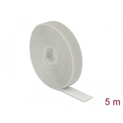 Taśma rzepowa na rolce 5 m x 20 mm kolor szary Delock 18280