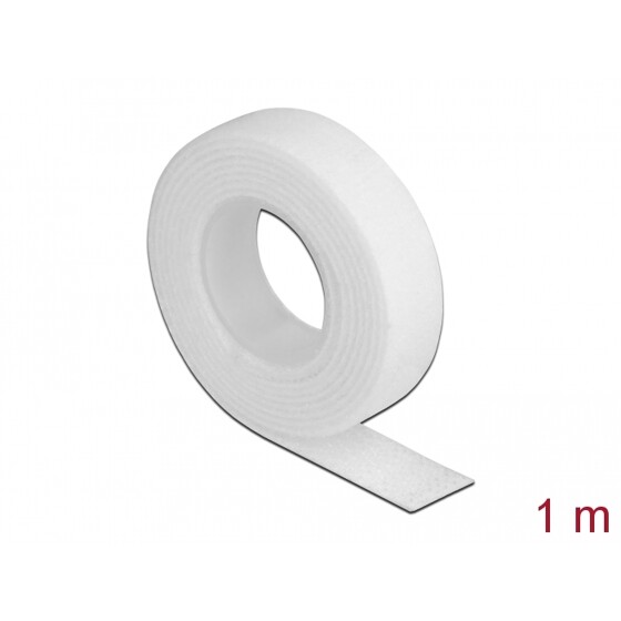 Taśma rzepowa na rolce 1 m x 13 mm kolor biały Delock 18375