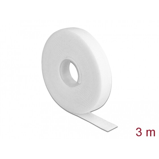 Taśma rzepowa na rolce 3 m x 13 mm kolor biały Delock 18376