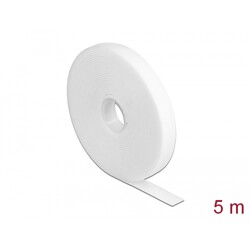 Taśma rzepowa na rolce 5 m x 13 mm kolor biały Delock 18377