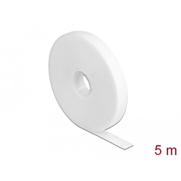 Taśma rzepowa na rolce 5 m x 13 mm kolor biały Delock 18377