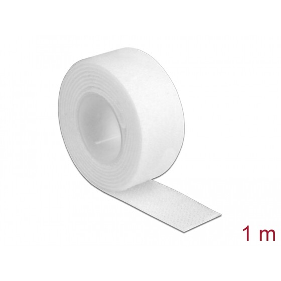Taśma rzepowa na rolce 1 m x 20 mm kolor biały Delock 18379