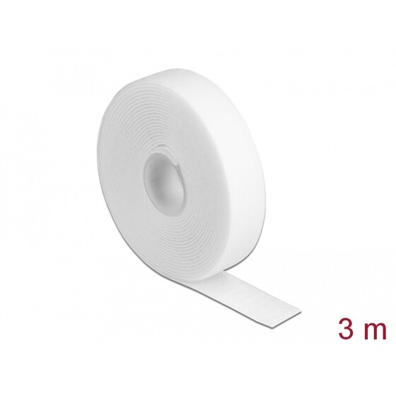 Taśma rzepowa na rolce 3 m x 20 mm kolor biały Delock 18380