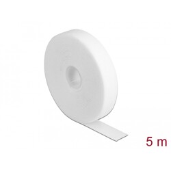 Taśma rzepowa na rolce 5 m x 20 mm kolor biały Delock 18381