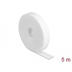 Taśma rzepowa na rolce 5 m x 20 mm kolor biały Delock 18381