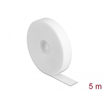 Taśma rzepowa na rolce 5 m x 20 mm kolor biały Delock 18381