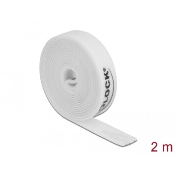 Taśma rzepowa na rolce 2 m x 15 mm kolor biały Delock 18386
