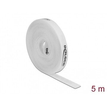 Taśma rzepowa na rolce 5 m x 15 mm kolor biały Delock 18387