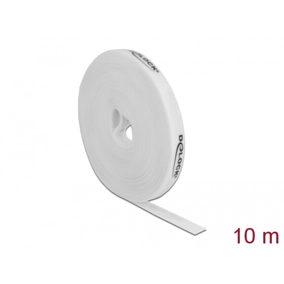 Taśma rzepowa na rolce 10 m x 15 mm kolor biały Delock 18388