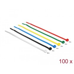 Wiązania kablowe kolorowe 200 x 3,6 mm 100 sztuk Delock 18626