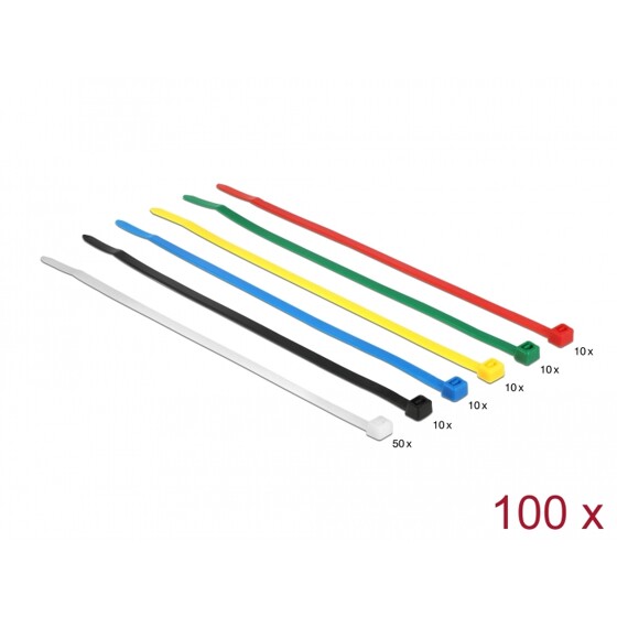 Wiązania kablowe kolorowe 200 x 3,6 mm 100 sztuk Delock 18626