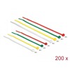 Opaski kablowe kolorowe 200 sztuk 100 x 2,5 mm i 200 x 3,6 mm Delock 18628