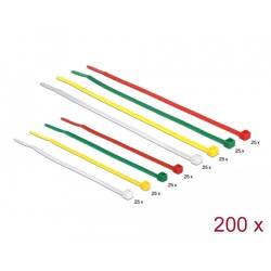 Opaski kablowe kolorowe 200 sztuk 100 x 2,5 mm i 200 x 3,6 mm Delock 18628