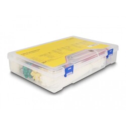 Pudełko z zestawem opasek kablowych i narzędziem instalacyjnym 600 sztuk różne kolory Delock 18640