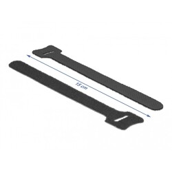 Rzepy do kabli 150 x 12 mm zestaw 10 sztuk czarne Delock 18686
