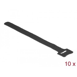 Rzepy do kabli 200 x 12 mm zestaw 10 sztuk czarne Delock 18687