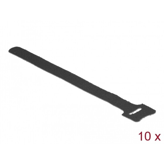 Rzepy do kabli 200 x 12 mm zestaw 10 sztuk czarne Delock 18687