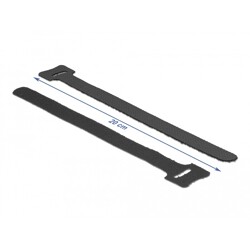 Rzepy do kabli 200 x 12 mm zestaw 10 sztuk czarne Delock 18687