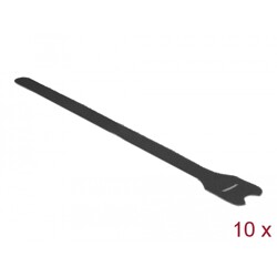 Rzepy do kabli 300 x 12 mm zestaw 10 sztuk czarne Delock 18688