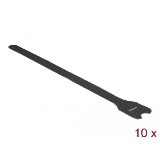 Rzepy do kabli 300 x 12 mm zestaw 10 sztuk czarne Delock 18688