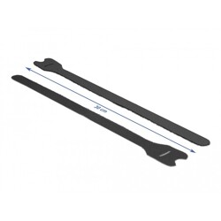 Rzepy do kabli 300 x 12 mm zestaw 10 sztuk czarne Delock 18688