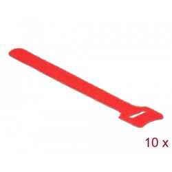Rzepy do kabli 150 x 12 mm zestaw 10 sztuk czerwone Delock 18689