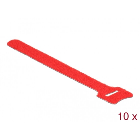 Rzepy do kabli 150 x 12 mm zestaw 10 sztuk czerwone Delock 18689