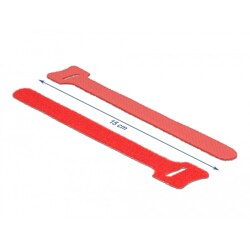 Rzepy do kabli 150 x 12 mm zestaw 10 sztuk czerwone Delock 18689