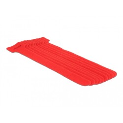 Rzepy do kabli 150 x 12 mm zestaw 10 sztuk czerwone Delock 18689